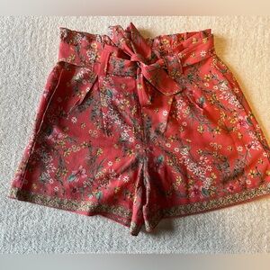 NWT Max Studio shorts tie waist, floral coral color. Women’s size small